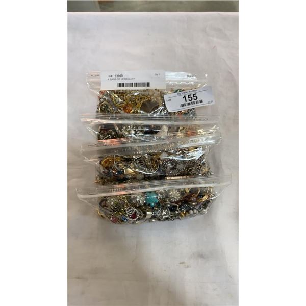 4 BAGS OF JEWELLERY