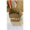 Image 1 : BOX OF COLLECTIBLES - POCKET KNIFE, CLOCK, WATCHES, FLASKS, ETC