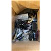 Image 3 : BOX OF COLLECTIBLES - POCKET KNIFE, CLOCK, WATCHES, FLASKS, ETC