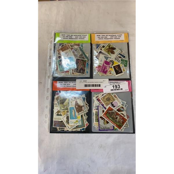 LOT OF OVER 400 WORLD WIDE STAMPS