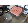 Image 2 : 4 PIECE WICKER PATIO SET - CUSHIONS FADED
