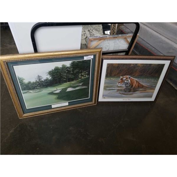 THE LONG PUTT BY ALAN KINGSLAND AND BENGAL TIGER BY DON BALKE PRINTS