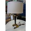 Image 1 : WOOD AND BRASS TABLE LAMP