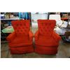 Image 1 : 2 RED BUTTONBACK SWIVEL ROCKING CHAIRS