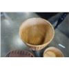 Image 8 : WICKER HAMPER WITH LID, WOOD PAIL AND WICKER SERVING TRAY