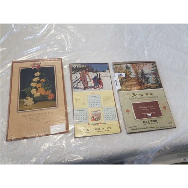 3 vintage complete calendars 1955-1957