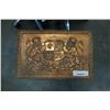Image 1 : EMBOSSED COPPER FIREBOX WITH COAT OF ARMS AND KNIGHT IMAGERY
