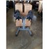 Image 2 : BRAND NEW PAIR OF ADJUSTABLE DUMBELLS W/ STAND UP TO 70LBS EACH RETAIL $899