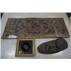 Image 1 : WOOD CARVING, WOOD MASK AND GEMINI PRINT AND TRIPOD