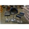Image 1 : 3 GAS LIFT BLACK LEATHER STOOLS