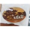 Image 2 : LOT OF DECORATIVE WOOD ITEMS, FAN, ART