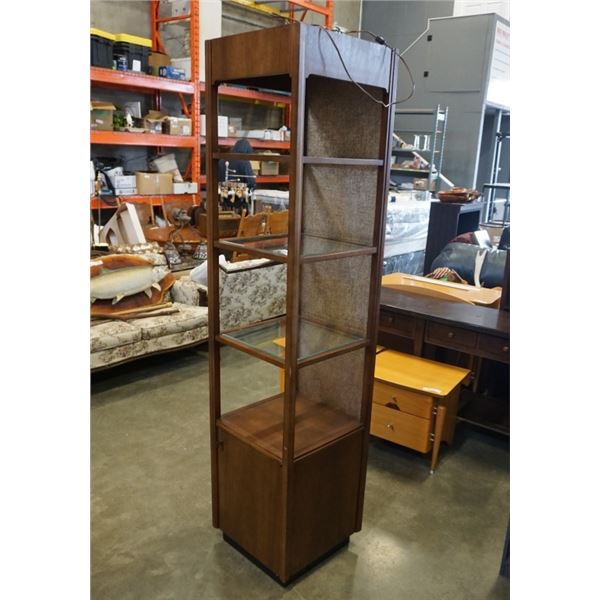 VINTAGE SHELF WITH GLASS SHELVES 77 INCHES TALL