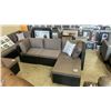 Image 2 : FLOOR MODEL RATTAN OUTDOOR 4 PIECE MODULAR SECTIONAL SOFA W/ DARK GREY CUSHIONS - RETAIL $1299 POWDE