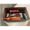 Image 2 : 2 TRAYS OF TOY CARS, HO SCALE TRAINS, DIE CAST TRUCK AND TRAILER
