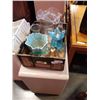 Image 1 : BOX OF DECORATIVE VASES, DECANTER, PEAR