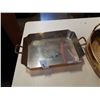 Image 2 : COPPER TRAY, BRASS AND WICKER TRAY AND MINI SLEIGH