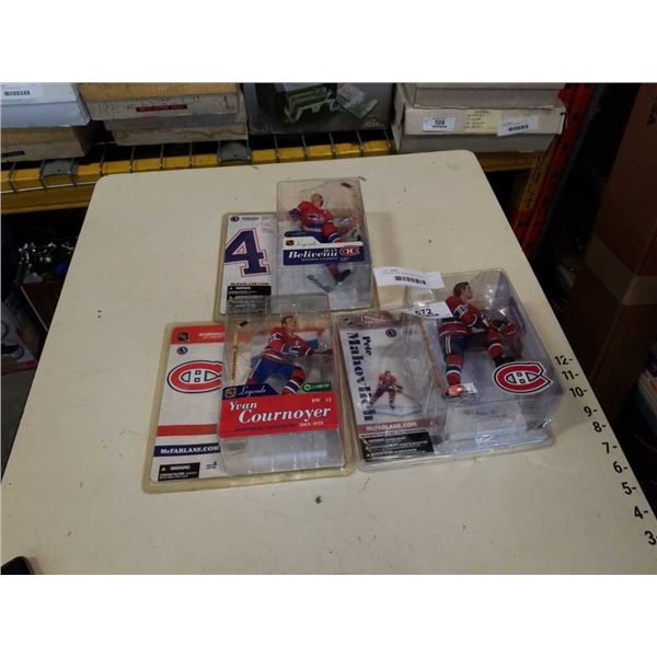 3 MCFARLANE CANADIENS FIGURES - MAHOVLICH, COURNOYER AND BELIVEAU