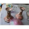 Image 2 : LOT OF ART GLASS AND OTHER FIGURES, STONE JEWELRY BOX, EASTERN CANDLESTICKS AND VASE