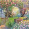 Image 2 : Ming Feng, "Rose Garden" Framed Original Oil Painting on Canvas, Hand Signed with Letter of Authenti