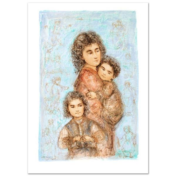 "Catherine and Children" Limited Edition Lithograph by Edna Hibel (1917-2014), Numbered and Hand Sig