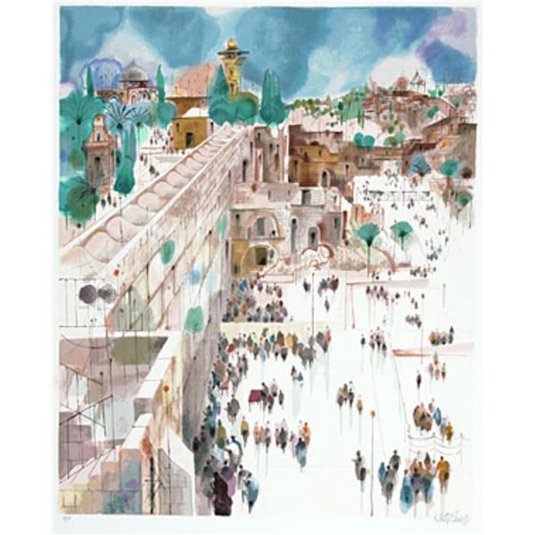 Shmuel Katz- Original Serigraph "View to Mt. Zion"
