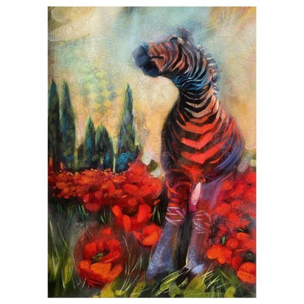 Elli Milan,  Zebra Study  Hand Signed Original Painting with COA.