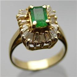 Estate 14 kt. Gold Emerald & Diamond Ring #1665719