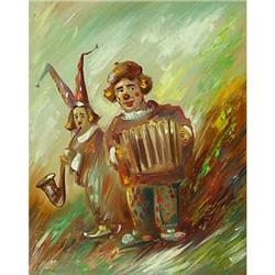 Funny  Two clowns  impressionism oil painting #1665854