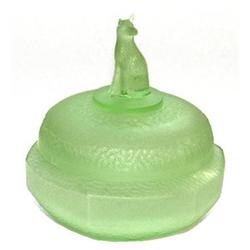 Miniature German Shepherd Green Satin Glass Jar#1666116