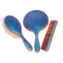 Blue Guilloche Enamel and Copper Dresser Set #1666124
