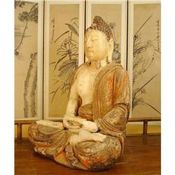 Fine Early 19th Century Chinese Buddha of Elm #1666571