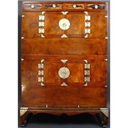 Very Scarce 5 Woods Antique Korean 2 Unit Chest#1666598