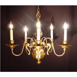 Brass five light  chandelier  #1666621