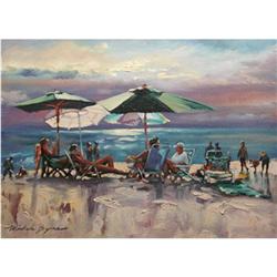 Michele Byrne, Beachside Chat, Signed Canvas #1666628