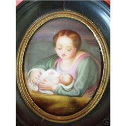 French Paris porcelain Madonna & child plaque #1666770
