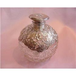 English Sterling Mounted Crystal Perfume Bottle#1679347