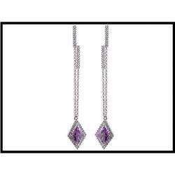 FINEST AMETHYST DANGLE EARRINGS 92 DIAMONDS WAS#1679424