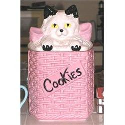 McCoy Cat in a Pink Basket Cookie Jar #1679603