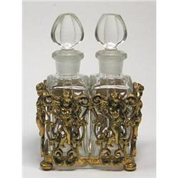 Perfume Bottle Set Brass CHERUB Holder #1679635