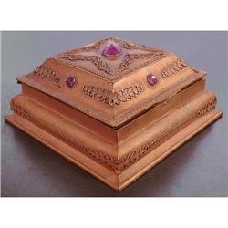 Copper Silk & Amethyst Glass Jewels Jewelry Box#1679707