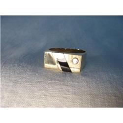 Estate 14K YG Gold Onyx Diamond Mens Ring #1679948