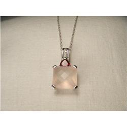 14K WG Diamond Rhodolite Garnet Quartz Necklace#1679963