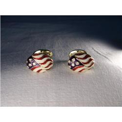 Hidalgo 18K Enamel American Flag Mens Cufflinks#1679968