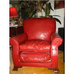 Red Leather Hi Back Vintage Arm Chair! #1680004