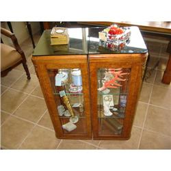 2 french small cabinets w 3 shelves walnut #1680006