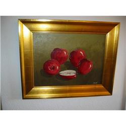 Gorgious signed still life Apples, oil painting#1680008