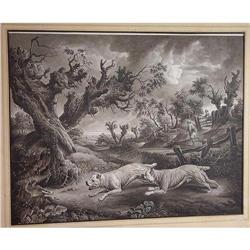 Hunting Bulldogs PAINTING-Grisaille-FRENCH 1817#1680154