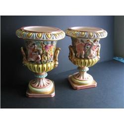 Capo Di Monte Pair of Vase with sheeps #1680253