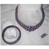 Image 1 : Art Deco Purple Moonglow Lucite Double Strand #1689768