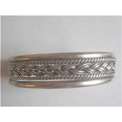 Silver 925 Braided Cuff Bangle, Mexico Signed #1689780